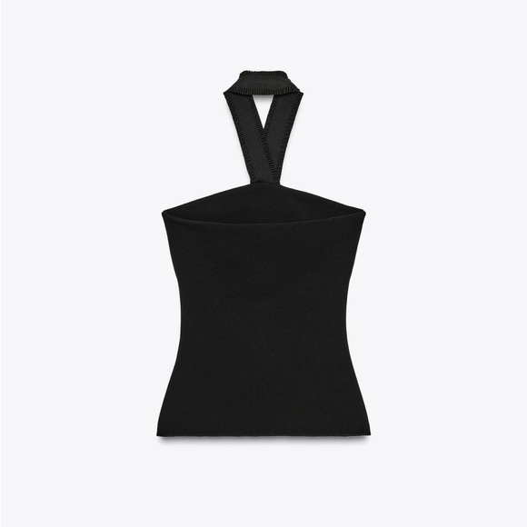 Zara Black Halter Top with Gold Buttons - Picture 4 of 7